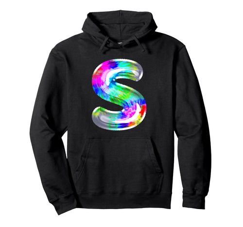 Letter S Tie Dye Balloon Monogram Rainbow Hoodie - Streetwear Style Unisex - T-Shirt, Sweatshirt, Hoodie