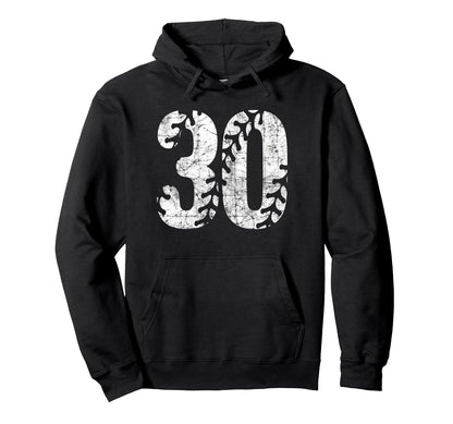 Baseball Softball Mom 30 Number 30 Hoodie - Casual Everyday Wear Unisex - T-Shirt, Sweatshirt, Hoodie