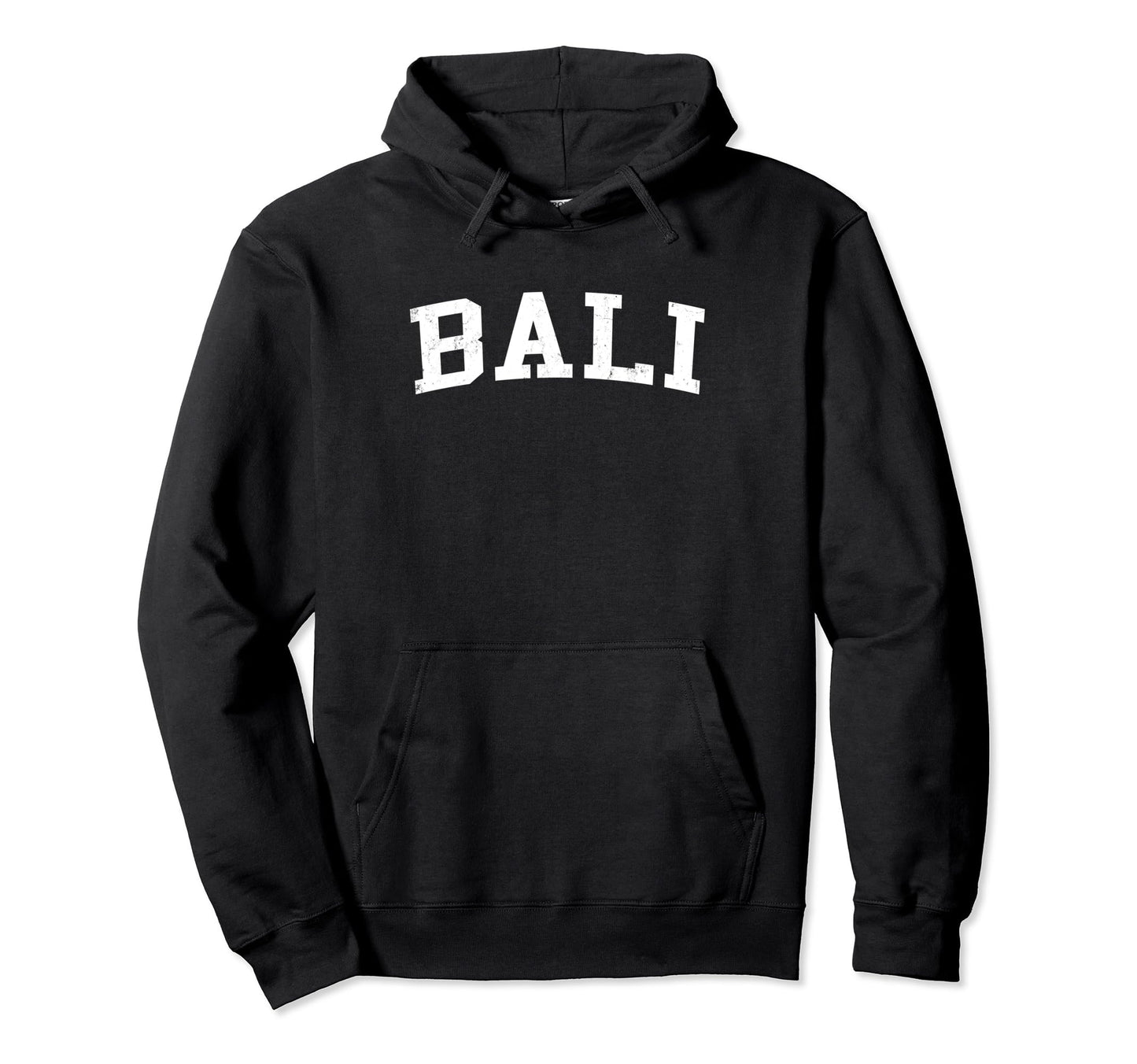 Bali Indonesia Distressed White Varsity Hoodie - Trendy Graphic Unisex - T-Shirt, Sweatshirt, Hoodie