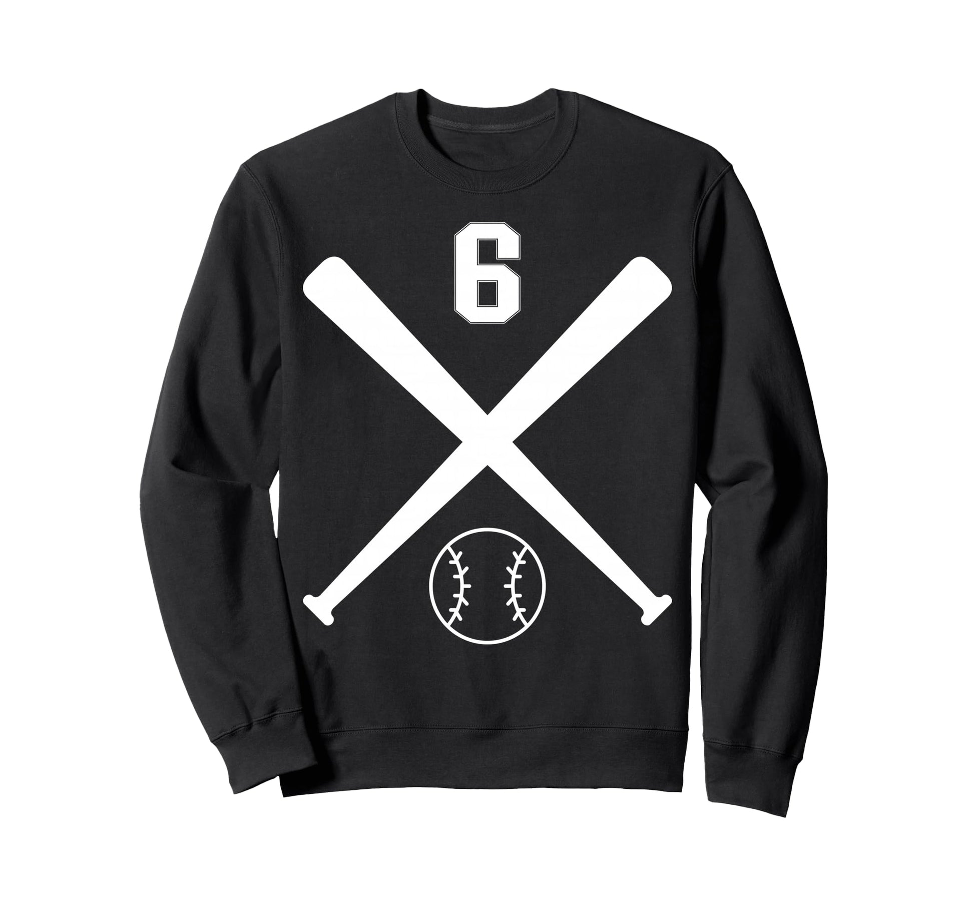 Baseball Softball Number 6 Sweatshirt - Custom Art Print Men Women - T-Shirt, Sweatshirt, Hoodie