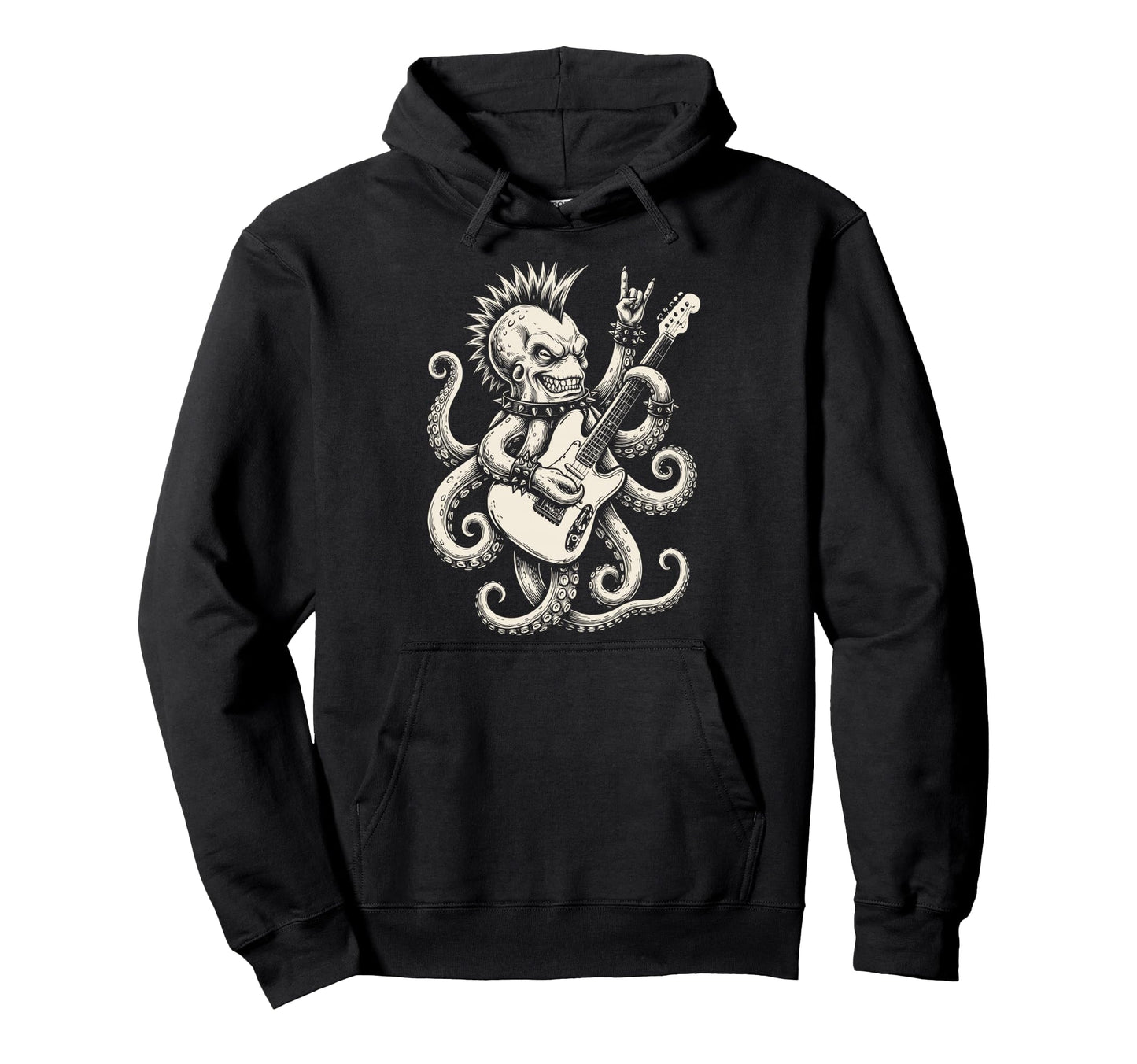Funny Octopus Playing Guitar Rock And Hoodie - Custom Art Print Men Women - T-Shirt, Sweatshirt, Hoodie