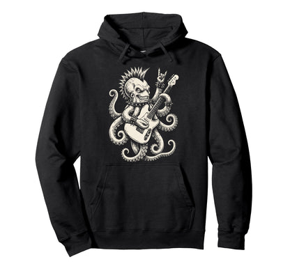 Funny Octopus Playing Guitar Rock And Hoodie - Custom Art Print Men Women - T-Shirt, Sweatshirt, Hoodie
