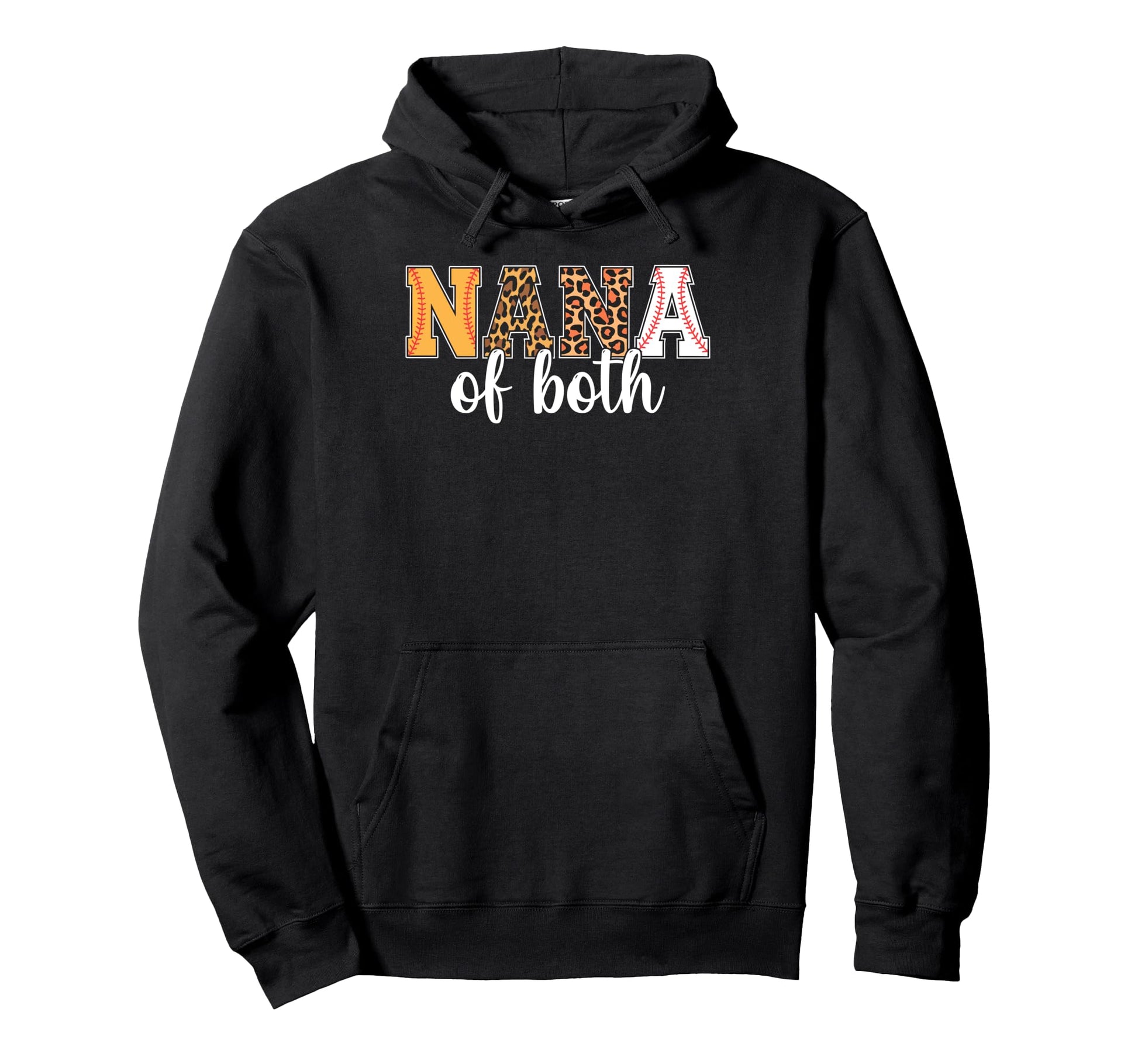 Leopard Nana Both Baseball Softball Hoodie - Fun Novelty Design for Adults - T-Shirt, Sweatshirt, Hoodie