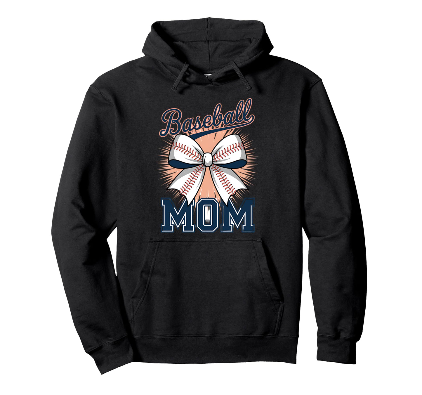 Baseball Mom Coquette Bow Hoodie - Graphic Print for Adults - T-Shirt, Sweatshirt, Hoodie
