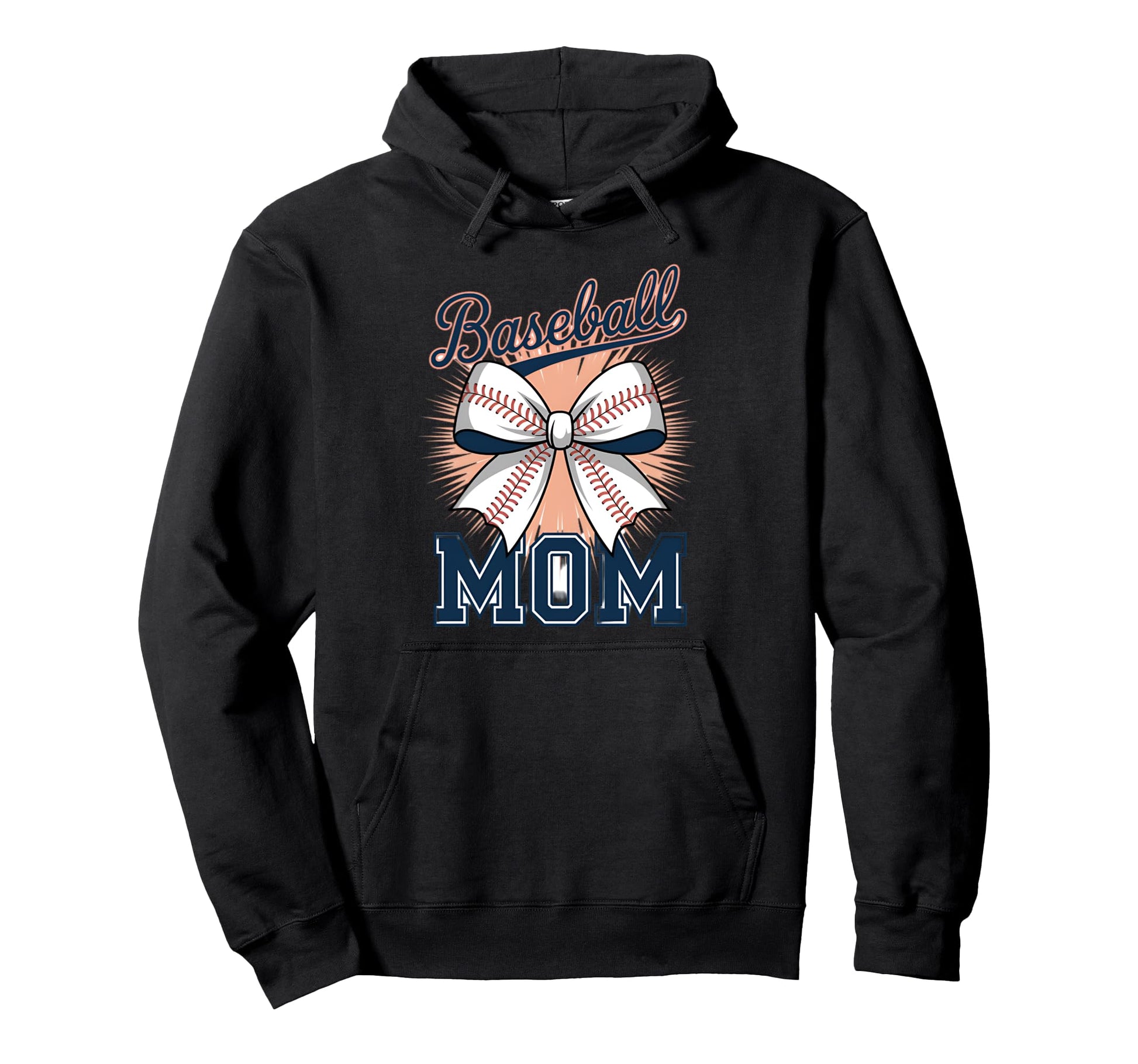 Baseball Mom Coquette Bow Hoodie - Graphic Print for Adults - T-Shirt, Sweatshirt, Hoodie