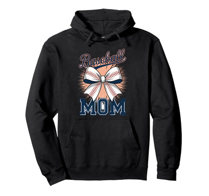 Baseball Mom Coquette Bow Hoodie - Graphic Print for Adults - T-Shirt, Sweatshirt, Hoodie