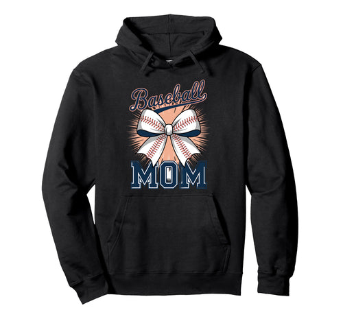 Baseball Mom Coquette Bow Hoodie - Graphic Print for Adults - T-Shirt, Sweatshirt, Hoodie