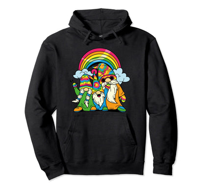 Hippie Gnomes Groovy Tie Dye Rainbow Hoodie - Graphic Print Men Women - T-Shirt, Sweatshirt, Hoodie