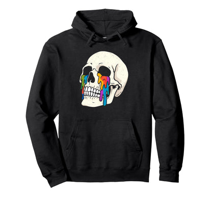 Skull Crying Rainbow Colorful Skeleton Hoodie - Trendy Graphic for Adults - T-Shirt, Sweatshirt, Hoodie