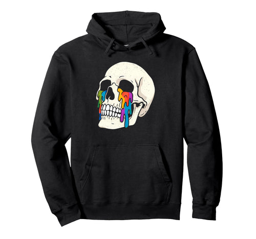 Skull Crying Rainbow Colorful Skeleton Hoodie - Trendy Graphic for Adults - T-Shirt, Sweatshirt, Hoodie