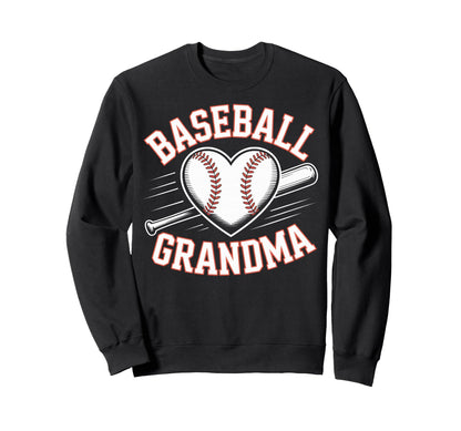 Baseball Grandma Heart Sports Sweatshirt - Minimalist Print for Adults - T-Shirt, Sweatshirt, Hoodie
