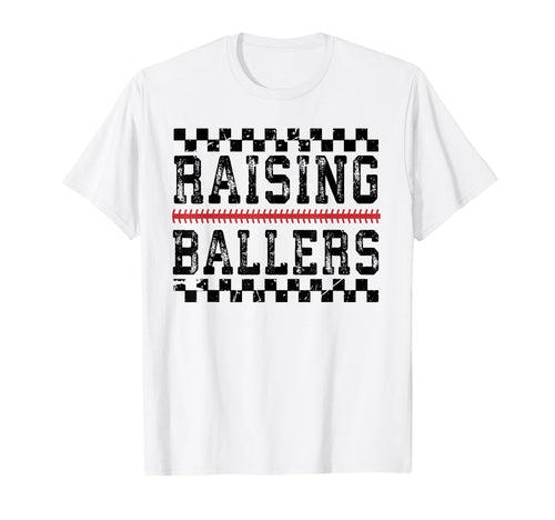 Raising Ballers Checkered Baseball T-Shirt - Minimalist Print Men Women - T-Shirt, Sweatshirt, Hoodie