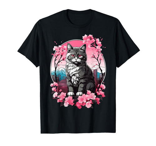 Anime Cat Japanese Vaporwave Aesthetic T-Shirt - Streetwear Style Unisex - T-Shirt, Sweatshirt, Hoodie