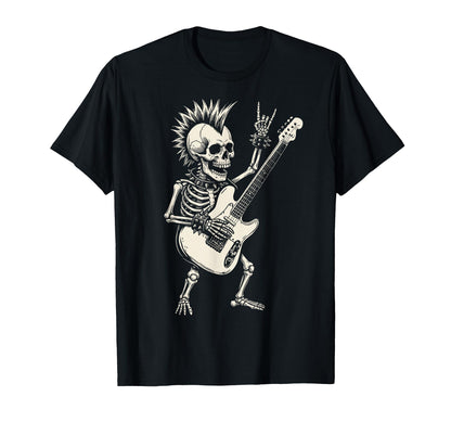 Funny Skeleton Playing Guitar Rock T-Shirt - Streetwear Style for Adults - T-Shirt, Sweatshirt, Hoodie