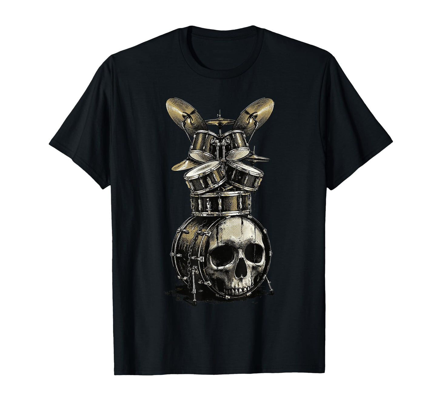 Skull Drum Set Rock Music Drummer T-Shirt - Fun Novelty Design Unisex - T-Shirt, Sweatshirt, Hoodie