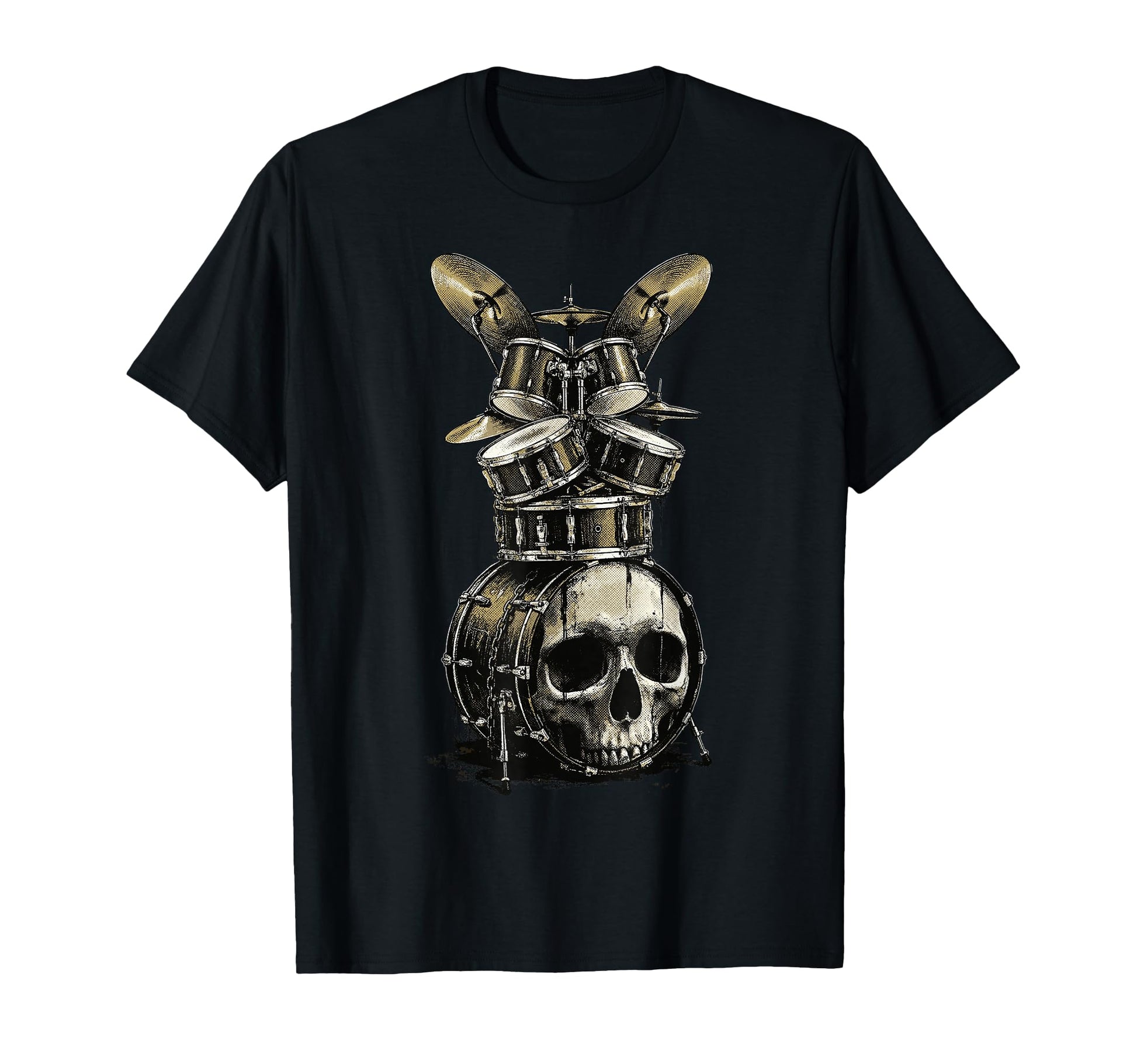 Skull Drum Set Rock Music Drummer T-Shirt - Fun Novelty Design Unisex - T-Shirt, Sweatshirt, Hoodie
