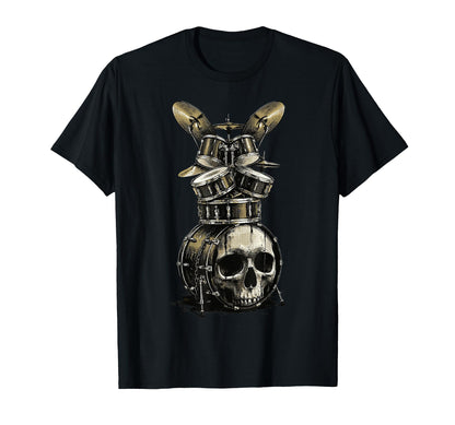 Skull Drum Set Rock Music Drummer T-Shirt - Fun Novelty Design Unisex - T-Shirt, Sweatshirt, Hoodie