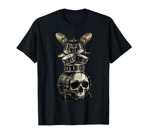 Skull Drum Set Rock Music Drummer T-Shirt - Fun Novelty Design Unisex - T-Shirt, Sweatshirt, Hoodie