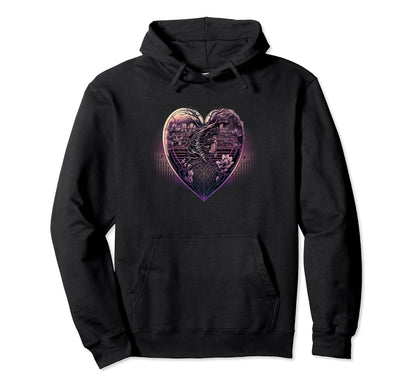 Vaporwave Aesthetic Futurism Heart Hearts Hoodie - Custom Art Print Unisex - T-Shirt, Sweatshirt, Hoodie
