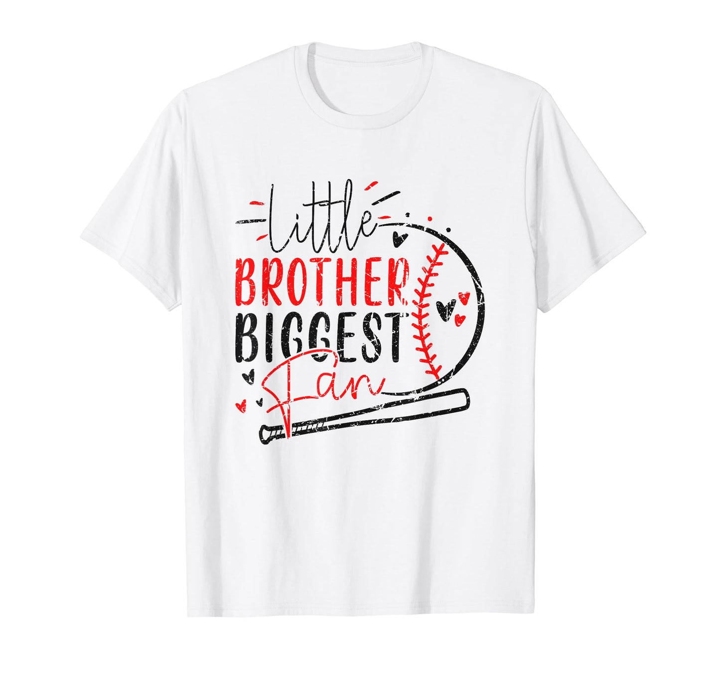 Little Brother Biggest Fan Funny Baseball T-Shirt - Unique Graphic Unisex - T-Shirt, Sweatshirt, Hoodie