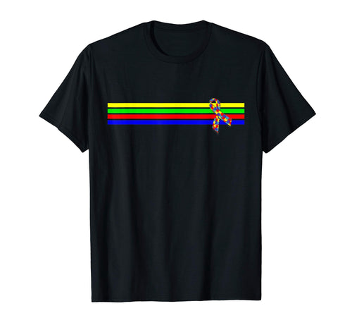 Autism Awareness Stripes Ribbon Asd Adhd T-Shirt - Novelty Apparel Unisex - T-Shirt, Sweatshirt, Hoodie