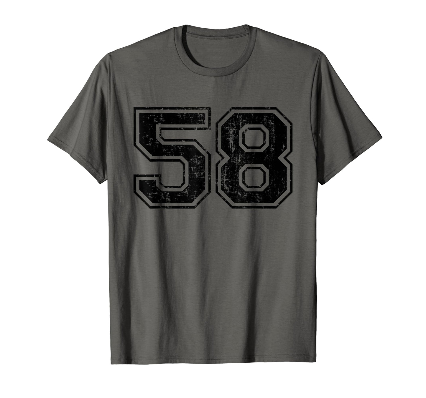 Number 58 Varsity Distressed Sport Team T-Shirt - Graphic Print Unisex - T-Shirt, Sweatshirt, Hoodie