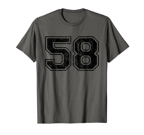 Number 58 Varsity Distressed Sport Team T-Shirt - Graphic Print Unisex - T-Shirt, Sweatshirt, Hoodie