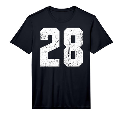 Number 28 White Sports Team Varsity T-Shirt - Minimalist Print Men Women - T-Shirt, Sweatshirt, Hoodie