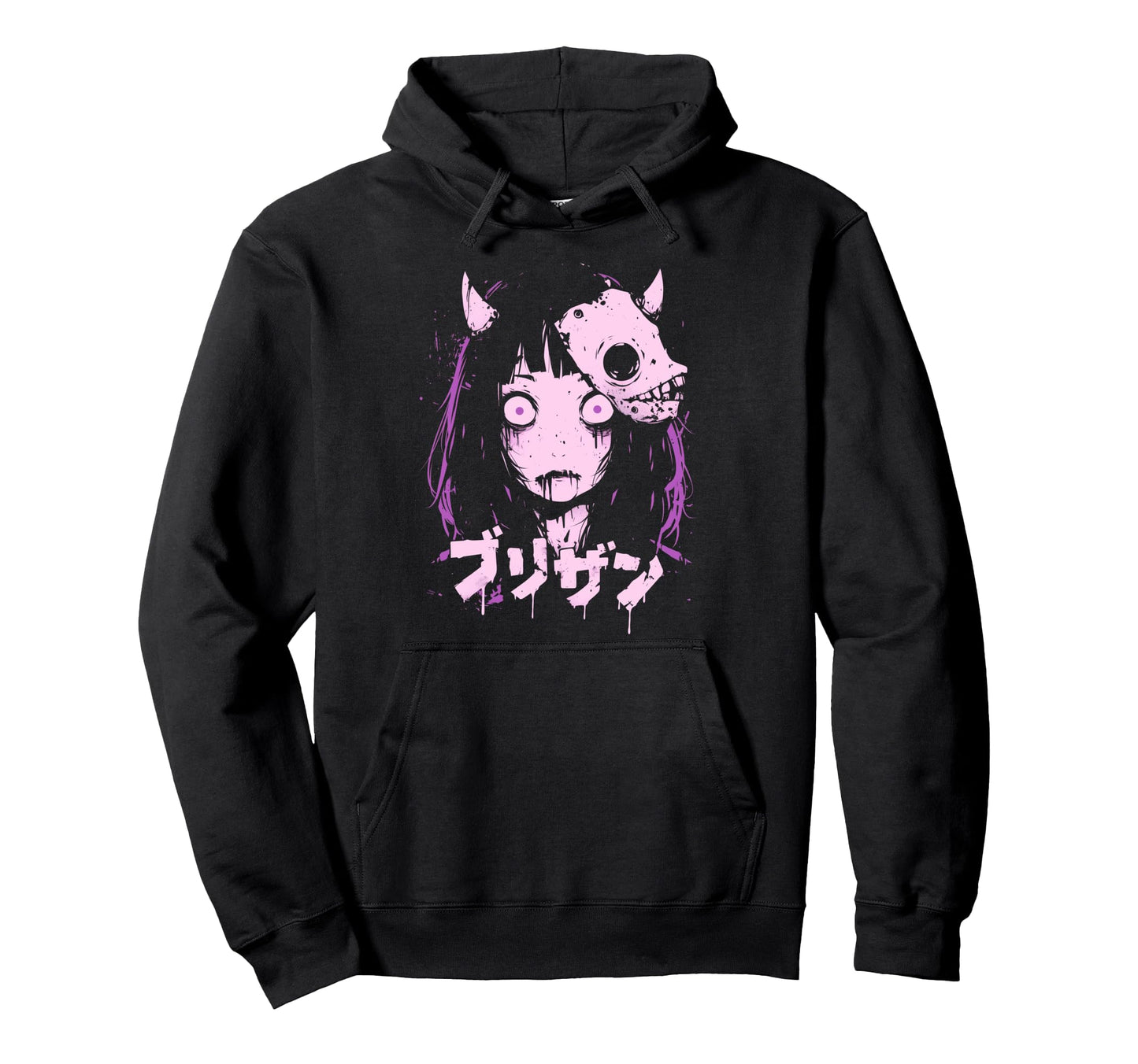 Goth Grunge Demon Anime Waifu Horror Alt Hoodie - Graphic Print for Adults - T-Shirt, Sweatshirt, Hoodie