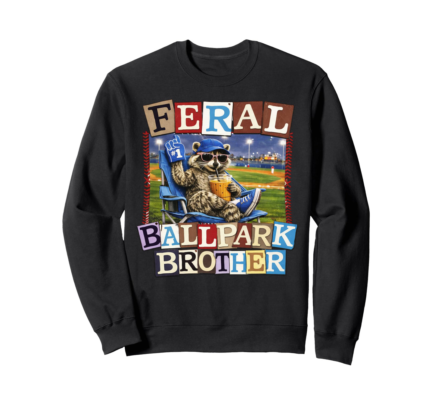 Raccoon And Scooter Feral Ballpark Sweatshirt - Custom Art Print Men Women - T-Shirt, Sweatshirt, Hoodie