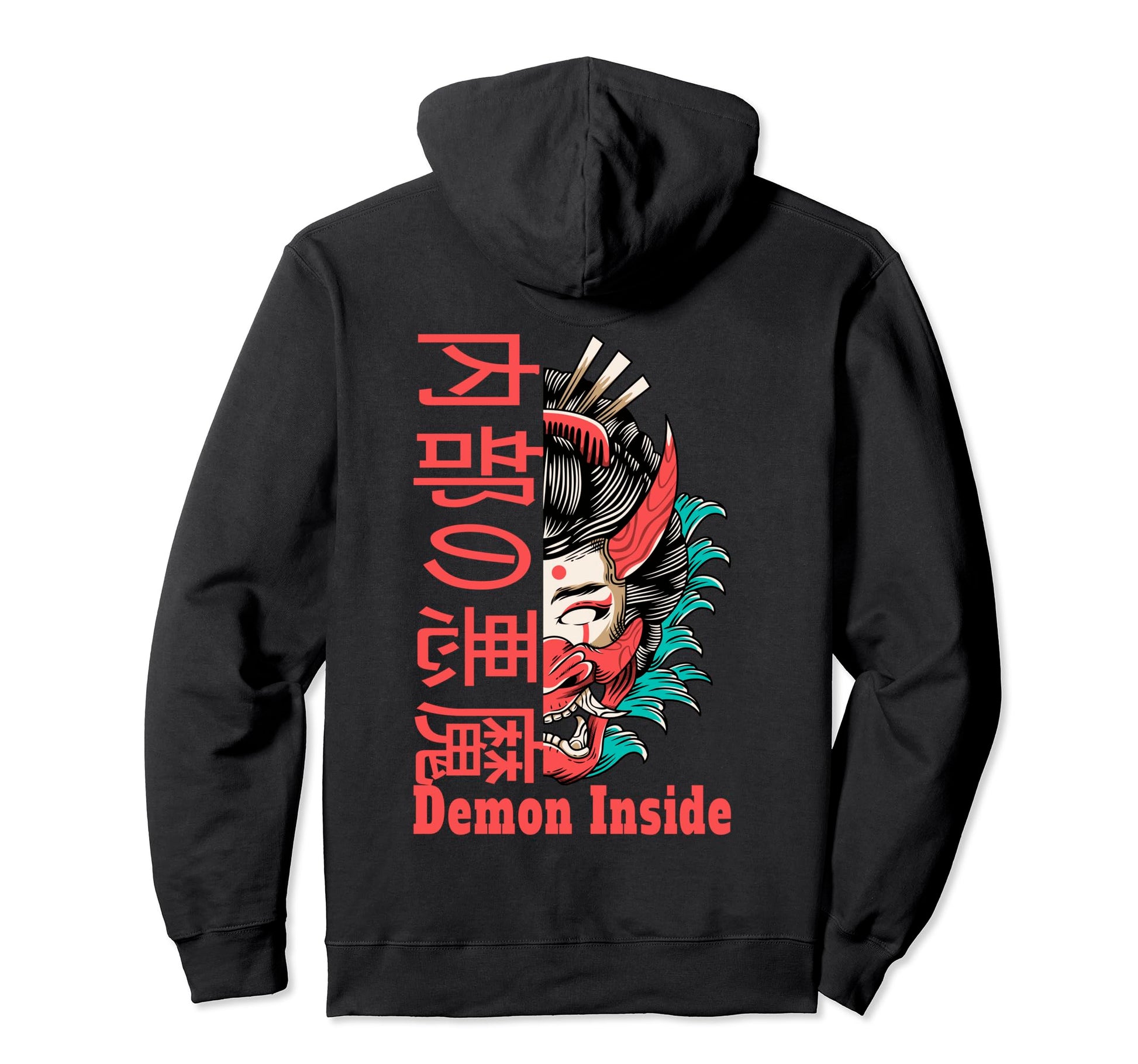 Backprint Demon Inside Japanese Hoodie - Casual Everyday Wear Men Women - T-Shirt, Sweatshirt, Hoodie