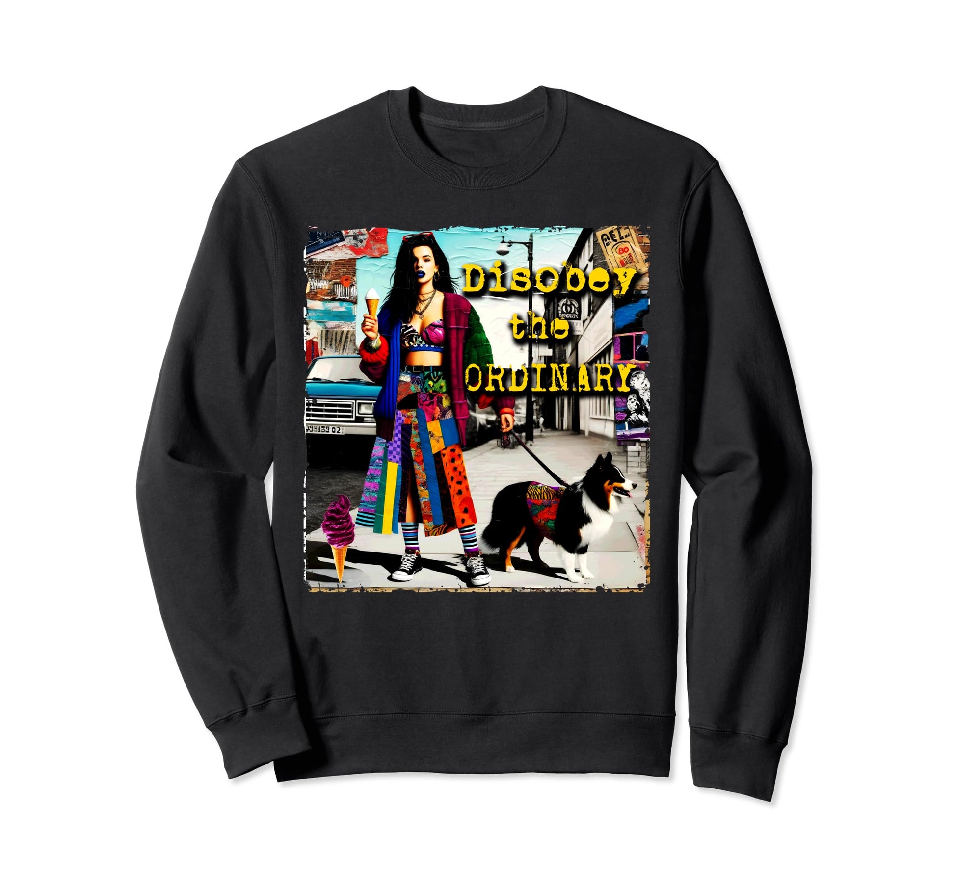 90S Dog Pop Punk Grunge Colorful Sweatshirt - Streetwear Style Unisex - T-Shirt, Sweatshirt, Hoodie