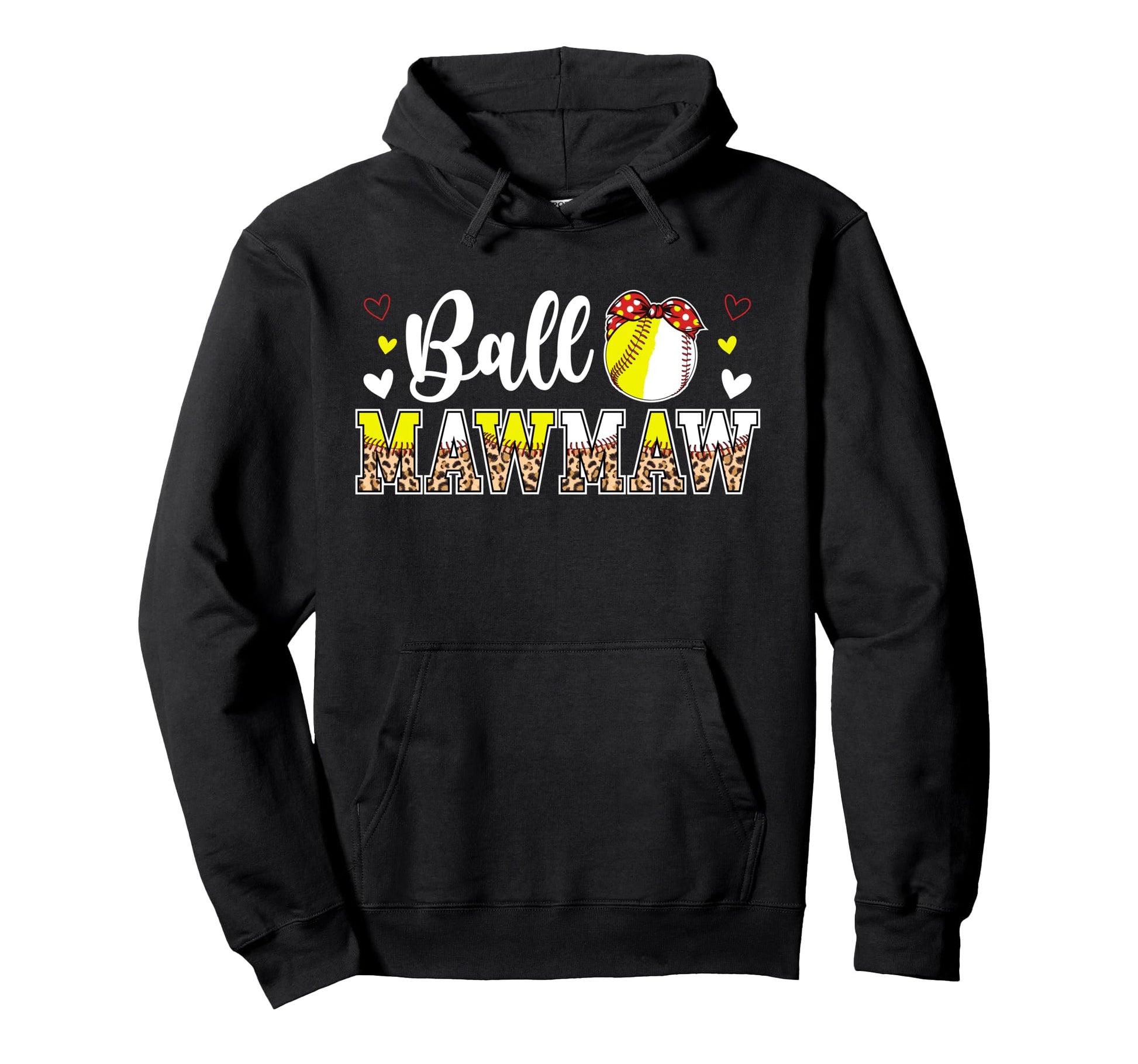 Ball Mawmaw Leopard Softball Baseball Hoodie - Graphic Print for Adults - T-Shirt, Sweatshirt, Hoodie