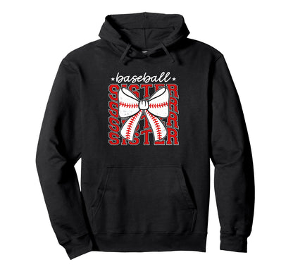 Baseball Sister Coquette Bow Sport Lover Hoodie - Unique Graphic Unisex - T-Shirt, Sweatshirt, Hoodie