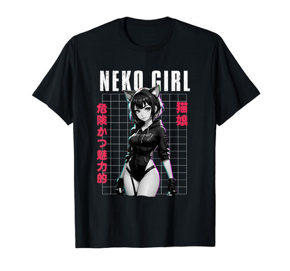 Japanese Anime Neko Urban Cyber T-Shirt - Streetwear Style for Adults - T-Shirt, Sweatshirt, Hoodie