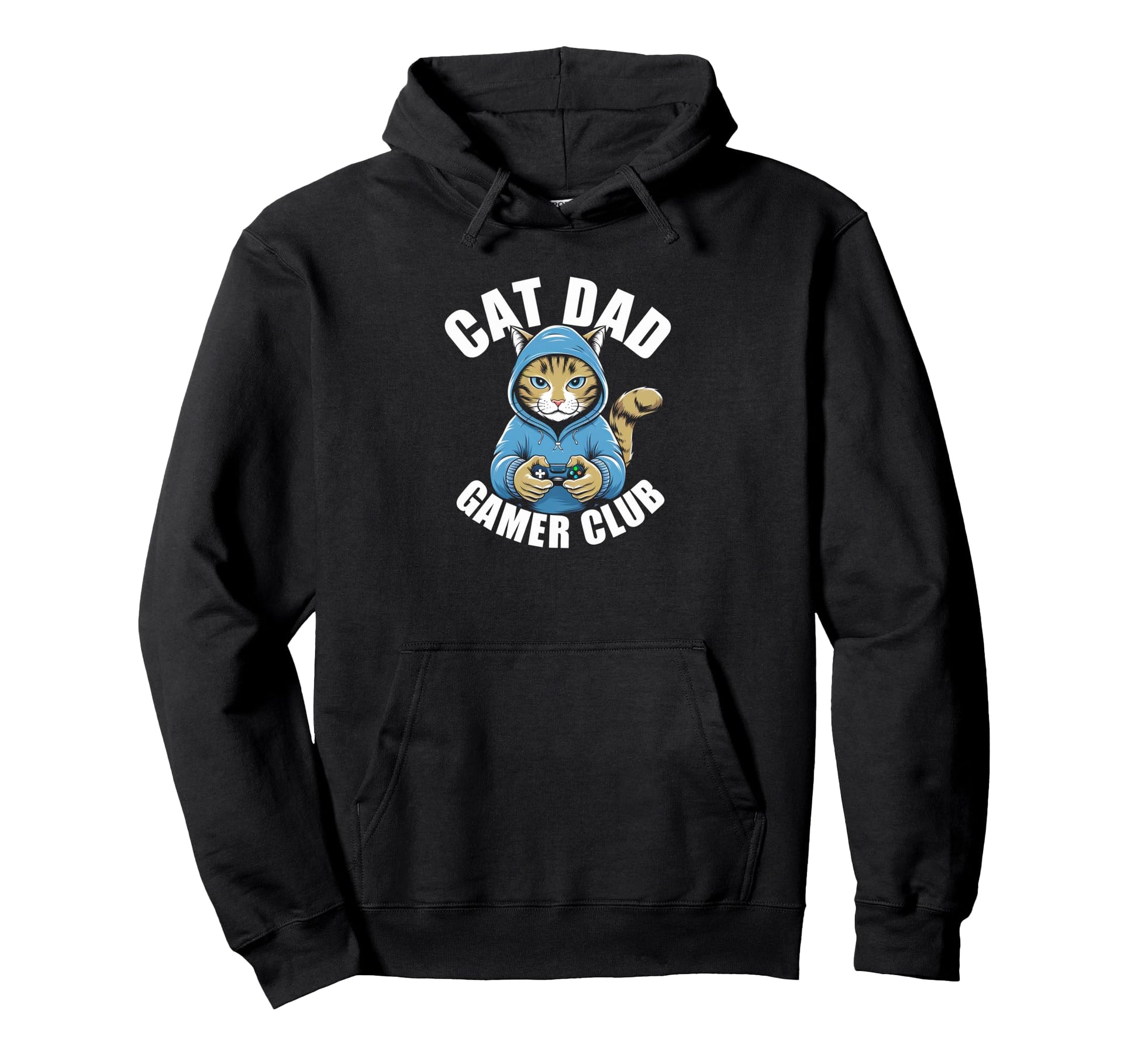 Cat Dad Gamer Club Cat Lover Hoodie - Casual Everyday Wear Men Women - T-Shirt, Sweatshirt, Hoodie