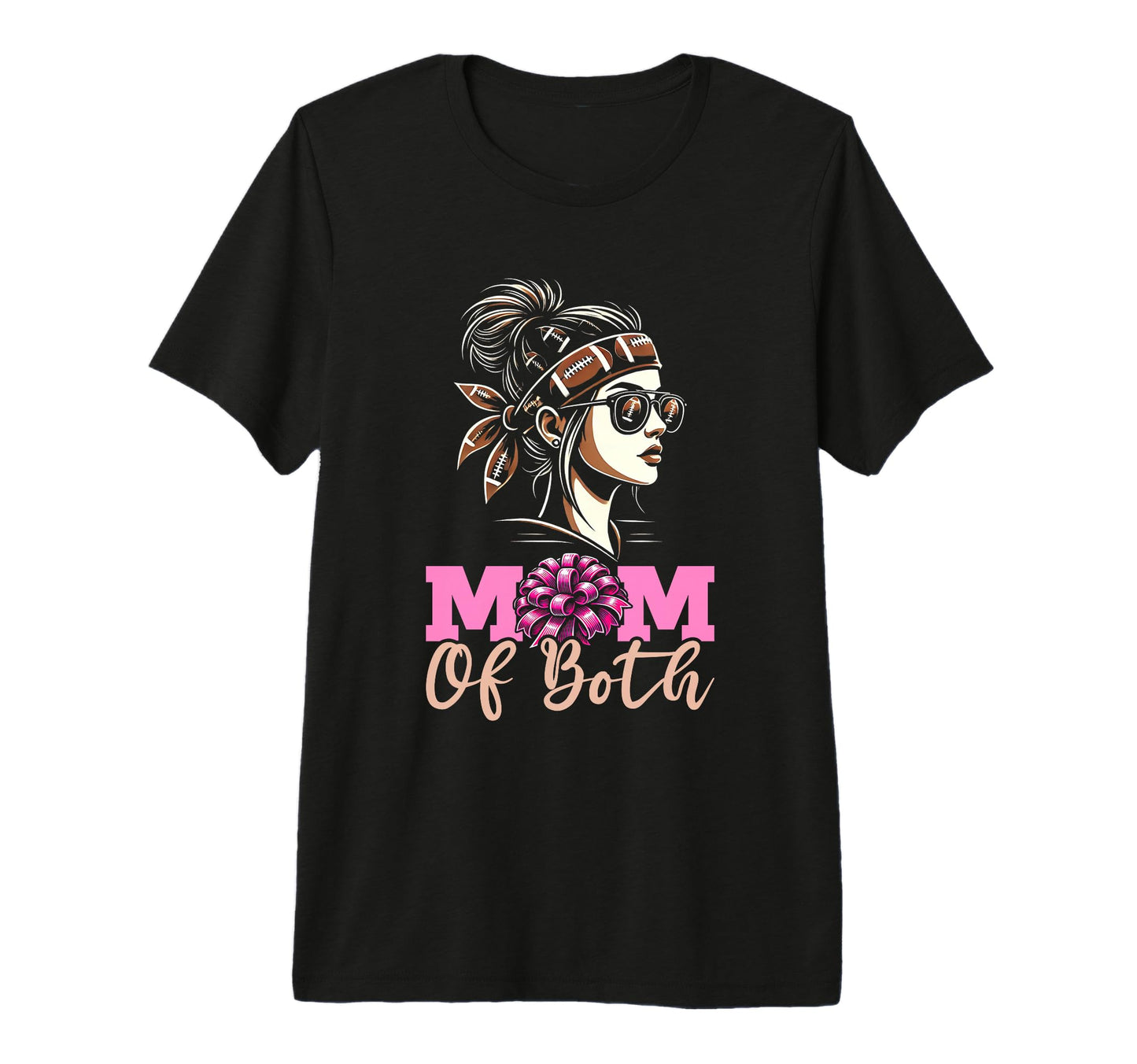 Mom Both Football Cheerleading Cheer T-Shirt - Minimalist Print for Adults - T-Shirt, Sweatshirt, Hoodie