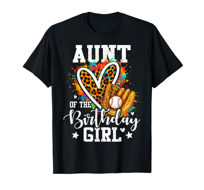 Aunt Birthday Baseball Colorful Leopard T-Shirt - Graphic Print for Adults - T-Shirt, Sweatshirt, Hoodie