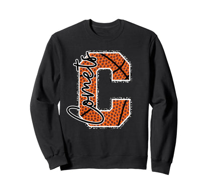 Comets Basketball Letter Bball Sweatshirt - Fun Novelty Design Men Women - T-Shirt, Sweatshirt, Hoodie