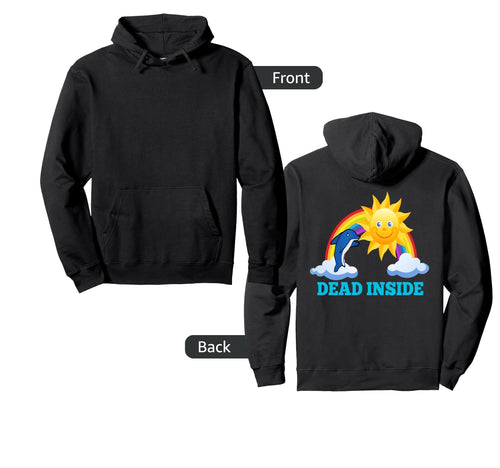 Cheerful Rainbow Dolphins And Sunshine Hoodie - Novelty Apparel for Adults - T-Shirt, Sweatshirt, Hoodie