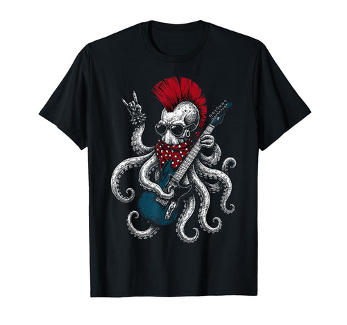 Funny Octopus Playing Guitar Usa T-Shirt - Minimalist Print for Adults - T-Shirt, Sweatshirt, Hoodie
