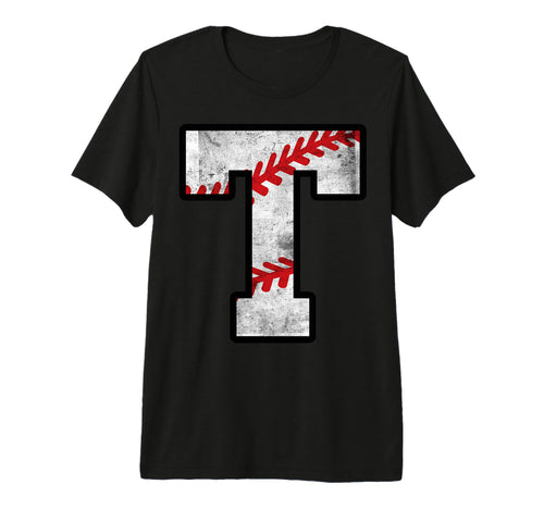 Distressed Baseball Letter T Tri Blend T-Shirt - Unique Graphic for Adults - T-Shirt, Sweatshirt, Hoodie