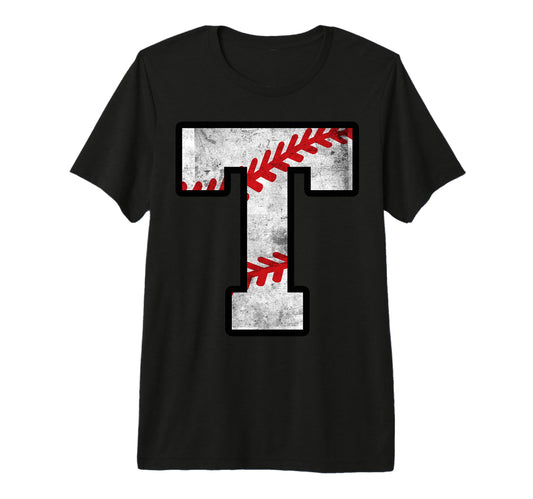 Distressed Baseball Letter T Tri Blend T-Shirt - Unique Graphic for Adults - T-Shirt, Sweatshirt, Hoodie