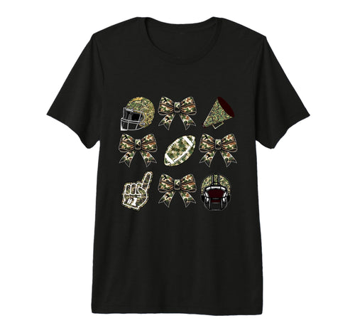 Camo Football Coquette Bow Football T-Shirt - Custom Art Print for Adults - T-Shirt, Sweatshirt, Hoodie