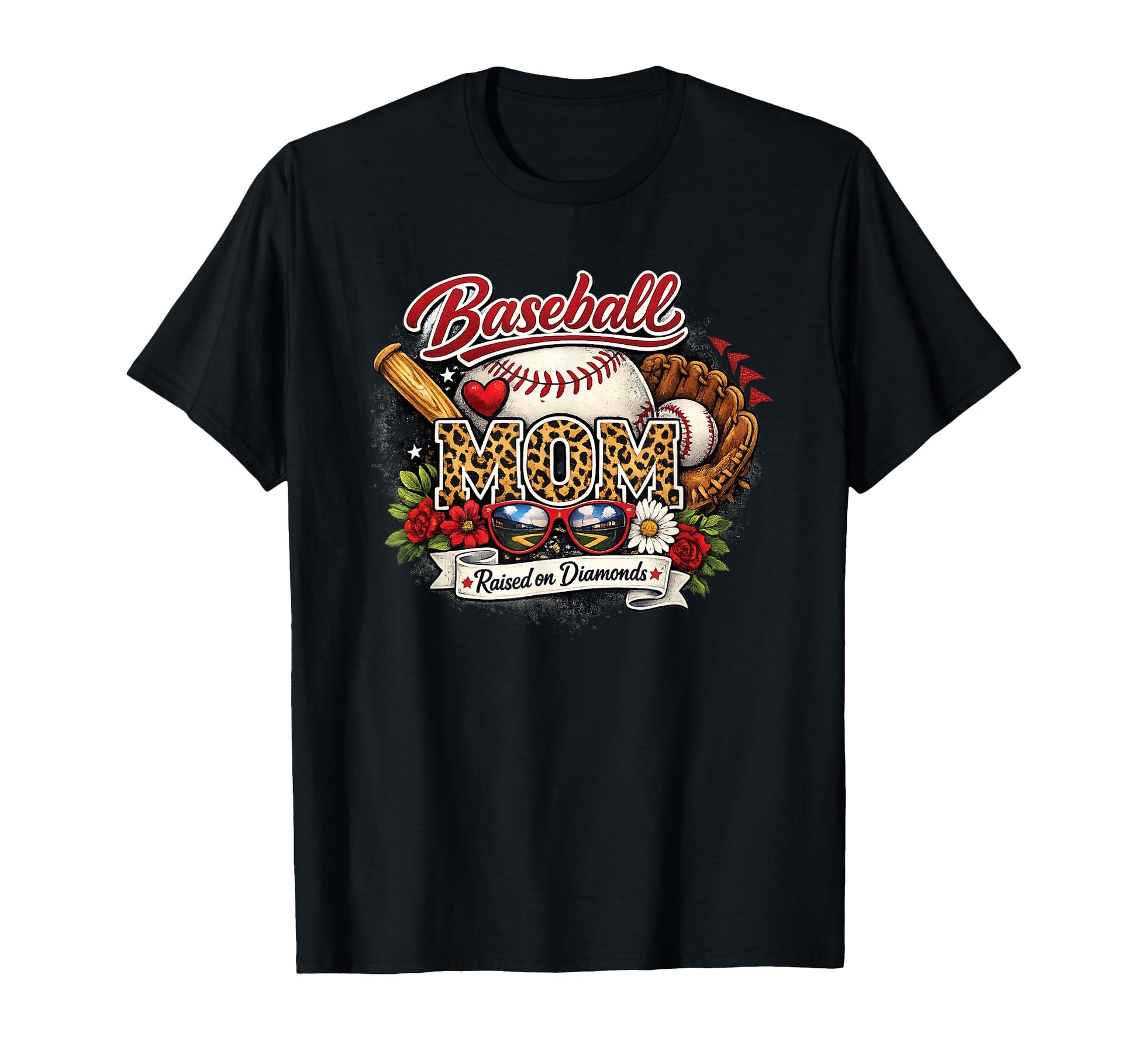 Grunge Baseball Mom Raised Diamonds T-Shirt - Graphic Print Men Women - T-Shirt, Sweatshirt, Hoodie