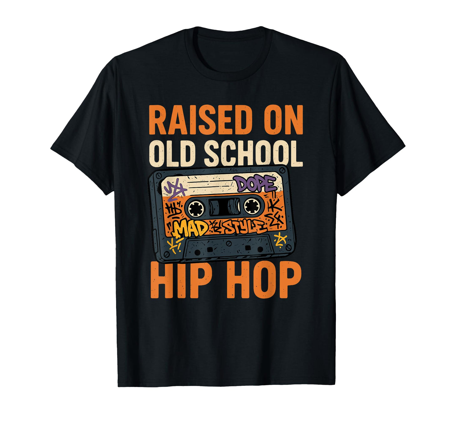 Raised Old School Hip Hop Cassette Rap T-Shirt - Minimalist Print Unisex - T-Shirt, Sweatshirt, Hoodie