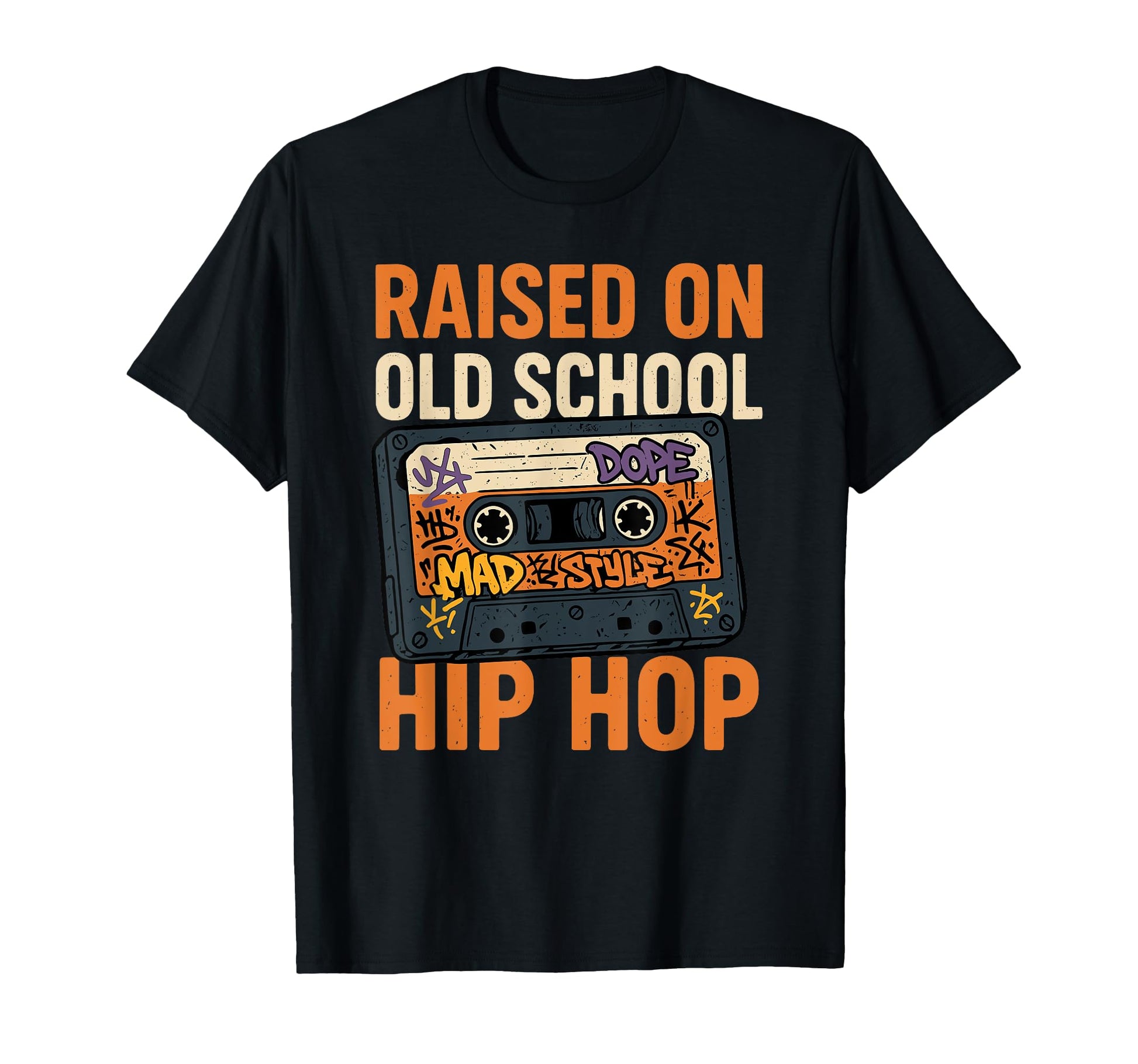 Raised Old School Hip Hop Cassette Rap T-Shirt - Minimalist Print Unisex - T-Shirt, Sweatshirt, Hoodie