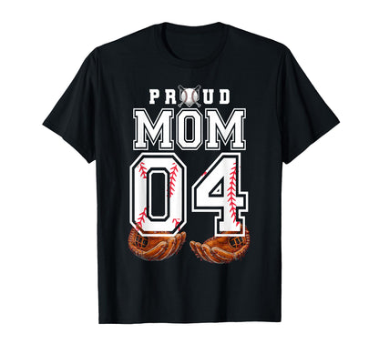 Proud Mom Baseball Player Number 4 T-Shirt - Aesthetic Graphic Men Women - T-Shirt, Sweatshirt, Hoodie