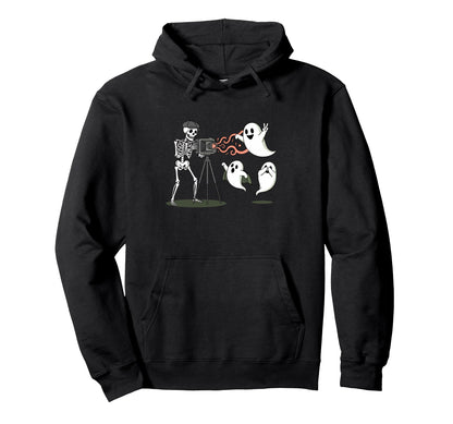 Photographer Skeleton Camera Halloween Ghost Hoodie - Unique Graphic Unisex - T-Shirt, Sweatshirt, Hoodie