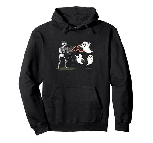 Photographer Skeleton Camera Halloween Ghost Hoodie - Unique Graphic Unisex - T-Shirt, Sweatshirt, Hoodie